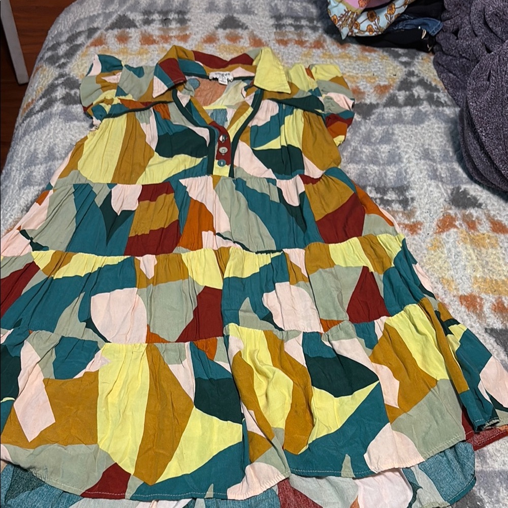 Umgee Multicolor Patchwork Midi Dress - image 1